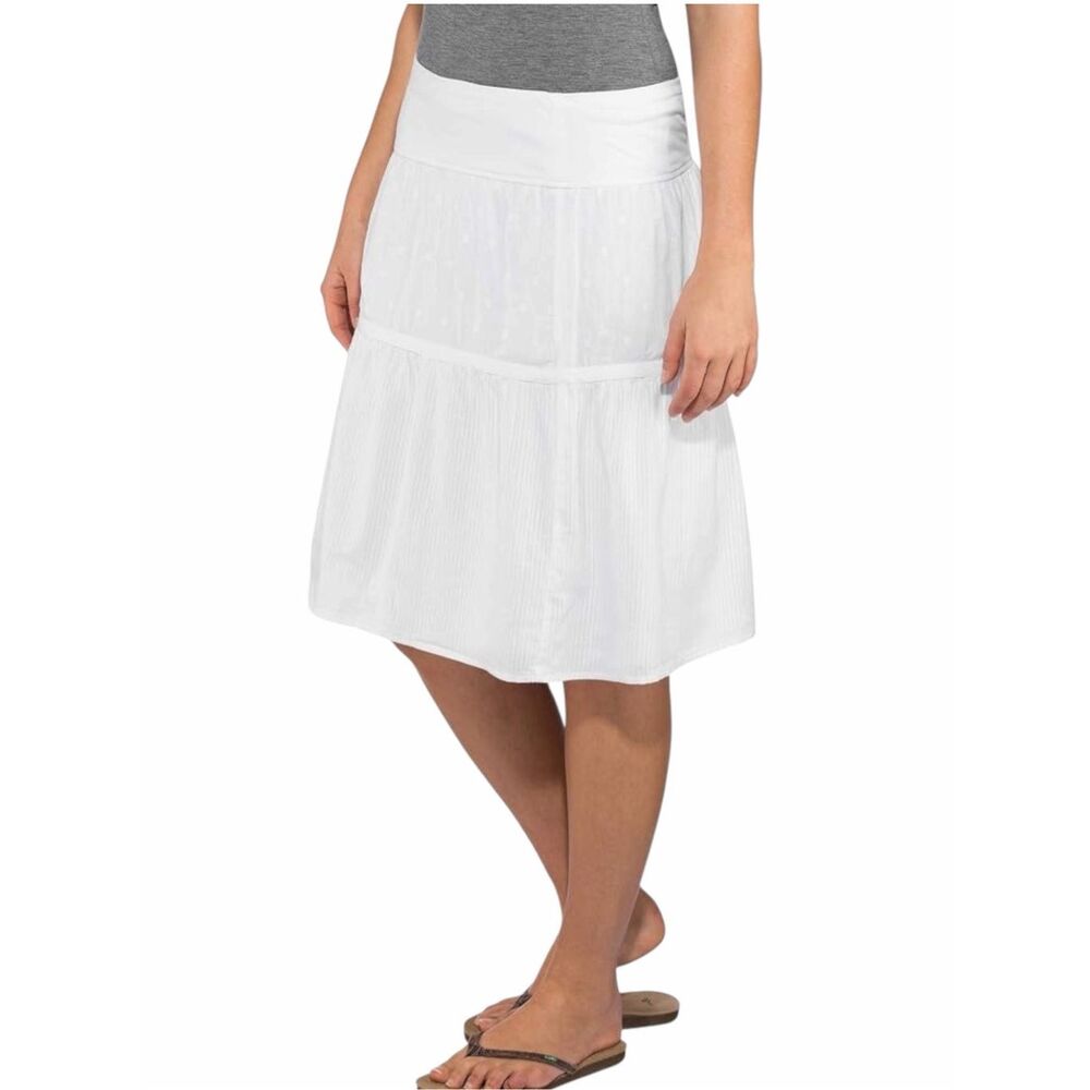 PRANA Taja Skirt White Organic Cotton Tiered Skirt Women’s Small